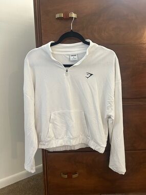 Gymshark White Cropped quarter zip Shirt